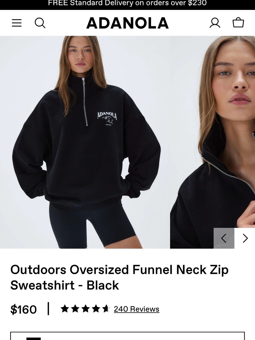 Adanola Black Oversized Funnel Neck Half-Zip Sweatshirt